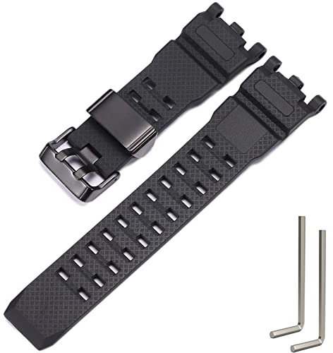 Harz Uhrenarmband Kompatibel mit Casio GWG-2000 Mudmaster Strap Herren Gummi Sport Wasserdicht Band (Black black buckle)