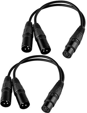 S SIENOC Mikrofon Kabel 3pin XLR zu Dual 2 XLR (Silber Buchse zu | Stecker) (Schwarz Buchse zu Stecker)