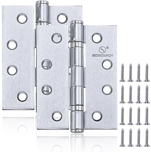 2 Stück Scharnier, 100x76x2.5 mm Satin Chrom Türscharniere für Holztüren Scharniere Klappbar für Innen- und Außentüren von Geschäftsgebäuden