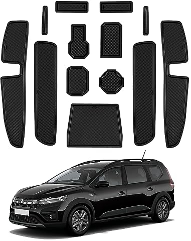 CDEFG Kompatibel mit Dacia Jogger 2022 2023 2024 2025 Hybrid/Extreme, Gummimatten Mittelkonsole Antirutschmatten Becherhalter Gummi Matte Armlehne Jogger Hybrid Extreme Zubehör (Schwarz)