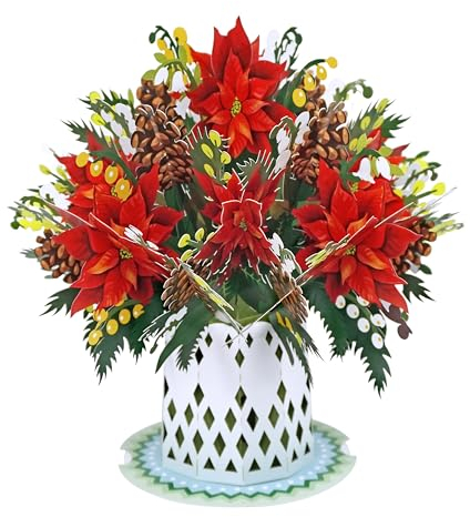 CUTPOPUP Abnehmbarer Weihnachtsstern - Weihnachtskarten 3D, Weihnachtskarte 2024, Pop Up Karte Weihnachten, Weihnachtskarten mit Umschlag (detachable xmas) US8-FL167 DE