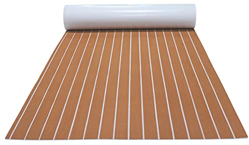 Barca in schiuma Eva, in finta teak, autoadesiva, antiscivolo, per yacht marino, camper, manutenzione del pavimento, 240 x 90 cm