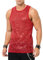 Casey Kevin Pailletten Tank Top Herren Glänzend T-Shirts Disco Party Kostüm Streetstyle Shirts ärmelloses Oberteil (Rot,M)