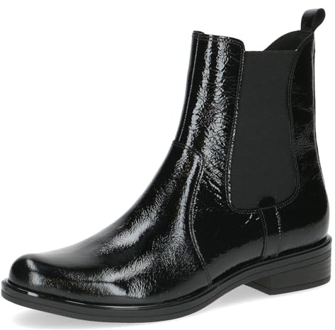 CAPRICE Damen Chelsea Boots Kleiner Absatz Elegant, Schwarz (Black Naplak), 36.5 EU