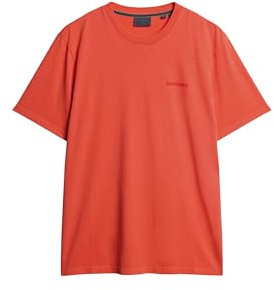 Superdry Herren Overdyed Logo Loose Tee T9-Jersey Top (M), Korallenrot, glänzend, L