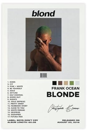 Yeepi Poster Motiv: Frank Ocean Blond Albumcover Leinwandposter Wandkunst Dekordruck Bild Gemälde für Wohnzimmer Schlafzimmer Dekoration 30 x 45 cm