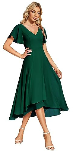 Ever-Pretty Women's V Neck Chiffon Party Dress Wedding Guest Dress Dark Green 16UK