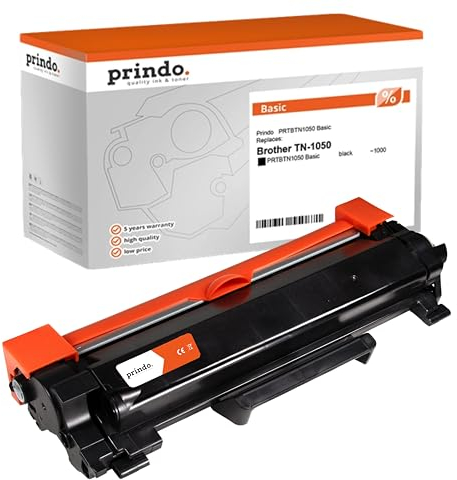 prindo TN 1050 Basic Druckerpatrone – Hochleistung Toner für DCP, HL & MFC Drucker – Schwarze Tonerpatrone – Brother Mfc 1910w Toner Schwarz – Gestochen scharfe Ausdrucke