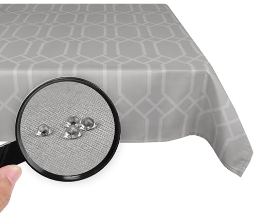 Valia Home Tischdecke mit Teflonbeschichtung für Innen- & Außenbereich anwendbar Wasser & Schmutzabweisend Dank verlässlichem Lotuseffekt - 140 x 240 cm grau