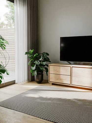 benuta Basic In- & Outdoor Teppich Lou - Schwarz 160x230 cm - Wetterfest & UV-beständig - Multifunktional für Balkon, Terrasse, Garten - Küchenteppich & Wohnzimmerteppich - Pflegeleicht Robust