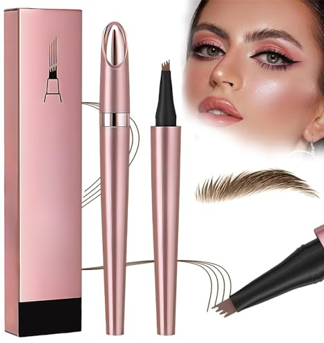 Magischer Augenbrauenstift, 2024 Neuer Wasserfester 3D Microblading Augenbrauenstift Präziser Augenbrauenstift für Natürliche Augenbrauen mit 4 Spitzen (Hellbraun)