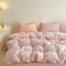 Covebett Duvet Cover Single Pink White Grid Washed Microfiber Bedding Set Cute Girls Women Checked Plaid Quilt Cover 135x200 Zipper Closure and 1 Pillowcase 50x75cm