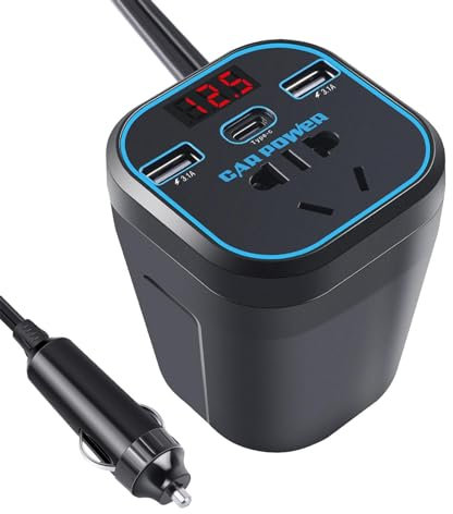 Inversor De Cargador De Coche, Inversor De Coche, Inversor De Coche DC 12V 24V A 220V AC, Cargador De Coche, 2 Puertos USB 1 Tipo C, Adaptador De Coche, Convertidor De Enchufe De Corriente