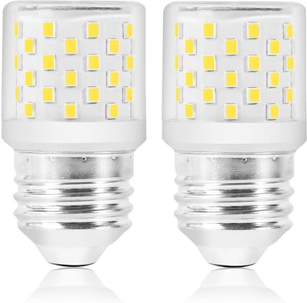 KUNKA 2Stück 50W Äquivalent E26 LED Glühbirnen, G50 Edison lamps, 5W A19 LED Glühbirne Medium Sockel, E27 E26 Schraubsockel Universal für Kühlschrank, Kronleuchter, Deckenventilator (Warmweiss 3000k)