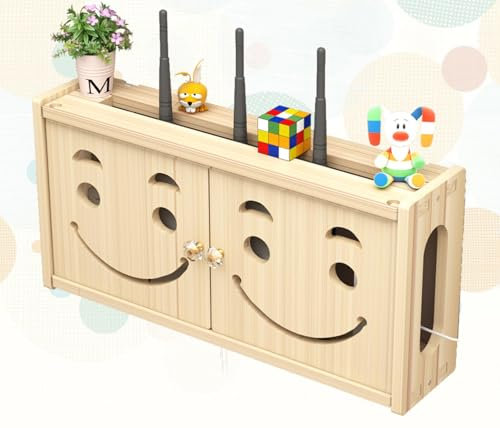 Router-Aufbewahrung,WLAN Box Verstecken Halterung für WLAN Router Storage Shelf Wood White WandhäNgende Regale,A-48x24cm