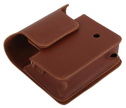 Jwthee Kompakte Kameratasche, weiche PU-Ledertasche mit verstellbarem Schultergurt, Schutzhülle für kompatible quadratische SQ6-Sofortbildkamera (Braun)