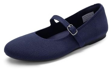 DREAM PAIRS Ballerinas Damen Strick Mary Jane,Size 38,Marine
