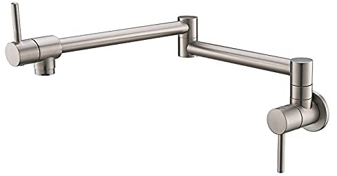 CWHHTVBI Sink Mixer Tap Wall-Mounted Pot Filler Tap Wall Mounted Foldable Kitchen Single Cold Single Hole Sink Tap, Rotate Folding Spout Chrome Gold Brass Faucet Wall Mounted Faucet