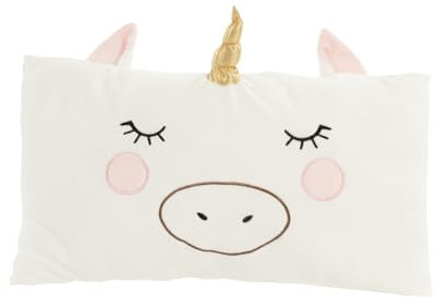 Idena 40258 - Kuschelkissen Einhorn, kuscheliges Dekokissen mit goldenem Horn, Ohren und Gesicht, Kissen für Babys & Kinder, ca. 45 cm