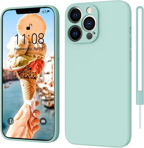 ORDA for iPhone 13 Pro Case Silicone Ultra Slim Soft Gel Rubber Cover for iPhone 13 Pro Phone Case Thin Anti-Scratch Microfiber Lining Compatible for 6.1 Mint Green