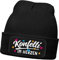 MoonWorks® Damen Beanie mit Patch Strickmütze mit Spruch Fasching Karneval Party Konfetti im Herzen Damenmütze Schwarz Unisize