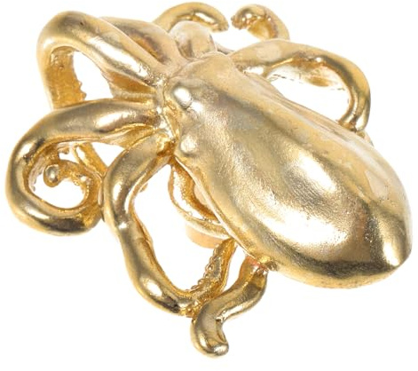 jojofuny Vintage Oktopus Türgriffe Messing Goldfarbener Schrankknopf mit Glatter Haptik Einfache Montage für Kleiderschrank Kommode und Tür