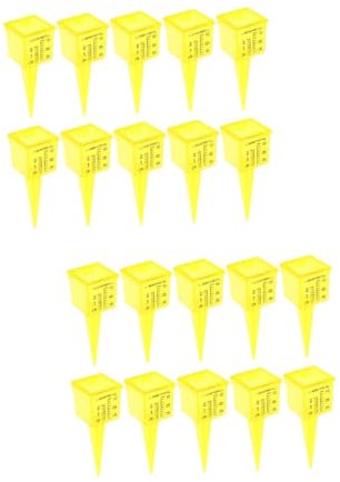 Yardwe 2 Sätze Regenmesser Erweiterbarer Gartenschlauch Regenabweiser Regenwassermesser Draußen Wassersprüher Gartenuhr Kanten Rasensprenger Solar- Gras Tür Plastik Yellow 10 Stück * 2