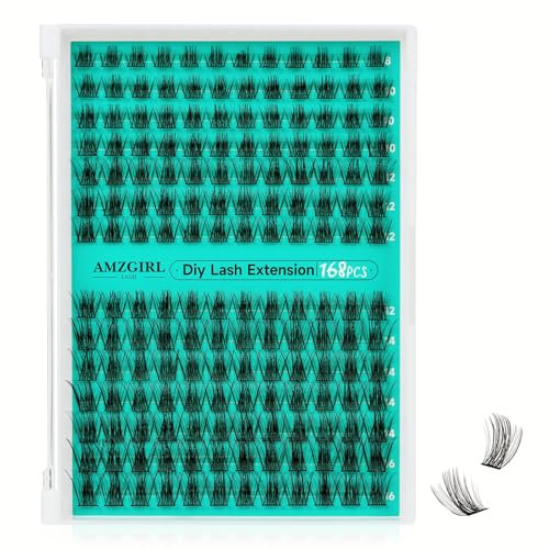 DIY Wimpern Extensions 168Pcs D Curl Individuelle Cluster Lashes Wimpern Einzeln Lash Cluster Wimpernverlängerung,Super Thin Band Lash Extension Wimpernbüschel Wimpern zu Hause