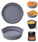 Alyvisun Bandeja de silicona para freidora de aire, 2 piezas, bandeja accesorios para Air Fryer recipientes, cesta reutilizable redonda alfombrilla moldes para Airfryer, microondas, horno (gris claro)