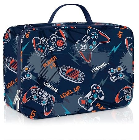Clastyle Bolsa Termica Porta Alimentos Bebe Juego Bolsa Almuerzo Infantil Niños Portátil Bolsa Comida para Viaje Picnic Guarderia,Palanca de Videojuegos