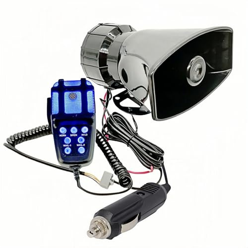 YIYIDA Auto-Warnhorn, Alarmanlage, einfache Installation, 150 dB, 7 Töne, Alarmsirene, Sirene, mit Mikrofon, PA-Lautsprechersystem, Auto-Hupe