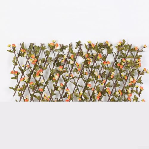 Teleskopzaun, Expanding Rankgitter, Künstliche Rose Blume Garten Wand Blatt Holz Teleskopzaun, für Balkon, Innenhöfe Dekor