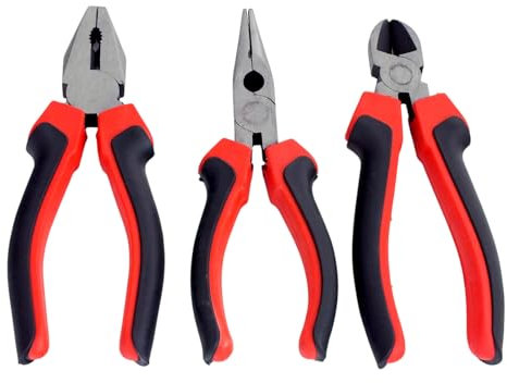 Voche 3 Piece Heavy Duty 8 Pliers Set | 200mm Combination, Long Nose & Side Cutting Pliers