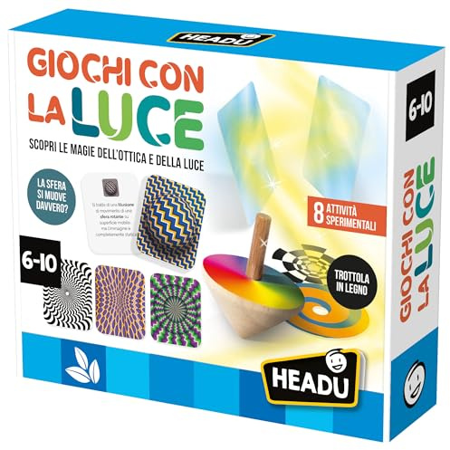 HEADU - Spiele mit Licht - Entdecken Sie die Magie der Optik und des Lichts | Lernspiel für Kinder 6 7 8 9 10 Jahre, Wissenschaftliches Experiment-Set für Kinder, STEM-Spiel, Made in Italy, Geschenk