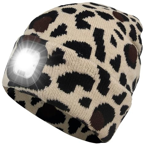 ZAPLIT LED Mütze mit Licht & Bewegungssensor - USB Wiederaufladbare Beanie mit 3 Lichtstufen, Warme Strickmütze mit Stirnlampe für Herren Damen Kinder, Wintermütze für Laufen Camping