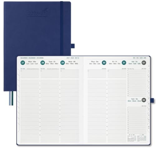BEZEND Kalender 2026 2027 Buchkalender 1 Woche 2 Seiten A4 (28,5 x 22 cm) | 18 Monate Kalender (Jul 26 - Dez 27), PU-Leder Hardcover, 80 GSM Papier, Blaubeere