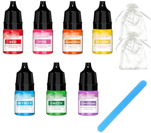 Nurila 7 Farben 5ml Seifenfarbe Set mit Aufbewahrungstasche Rührstab | Farben Flüssig Konzentriert Seifen Farben für DIY Badebomben, Seifen Machen, Soap, Kunsthandwerk