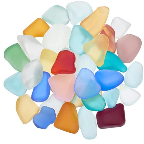 PH PandaHall 500g Pietre di Vetro Marino Ciottoli di Vetro Colorati, Pietre Preziose Smerigliate Ghiaia Colorata per Acquari per Riempitivi per Vasi Artigianato Fai Da Te, 21~38mm