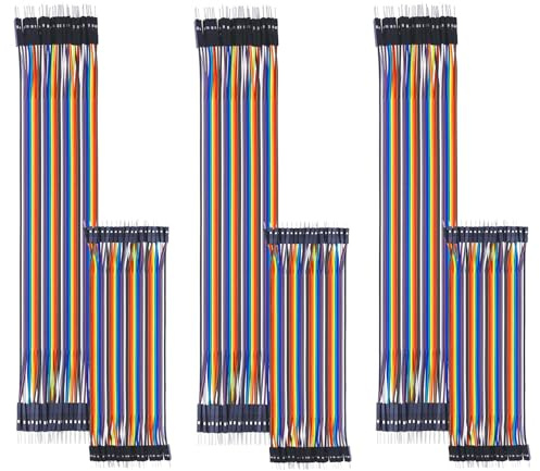 6 Stück 40Pin Jumper Wire Kabel 10cm & 20cm für Arduino und Raspberry Pi | Breadboard Ribbon Cables Steckbrücken Kabel Female Male 24AWG Drahtbrücken Steckbrett für Elektronikprojekte DIY Projekt