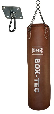 BOX-TEC Boxsack Sandsack MMA Kickboxen Muay Thai Retro 150cm Set, gefüllt inkl. Deckenhalterung und Vierpunkt-Kette