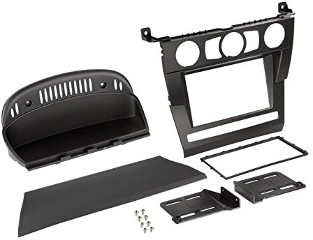 Einbauset : Doppel 2-DIN Radio Blende Halterung Radioblende - schwarz für BMW 5er (E60) 2003-04/2007 - Nur für Modelle ohne Verstärker im Lichtleiter!