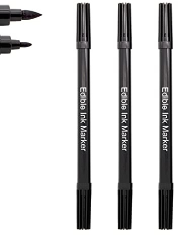 Edibleink Black Food Coloring Markers, 3 Pcs - Dual Tip Edible Pen