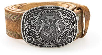 Trachtengürtel Alexander mit Stickereien - Echtleder Gürtel Original Schöneberger Trachten Lederhosen Ledergürtel diverse Modelle und Farben - Alexander (54/56, Bordüre-Grün)