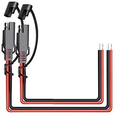 iMESTOU 2 Stück 16 AWG SAE Power Automotive Verlängerungskabel 2 Pin Schnelltrennung DC Stecker Kabelstecker 12 V 30 cm mit wasserdichter Kappe für Motorrad Auto Batterie Starthilfe Solaranwendung