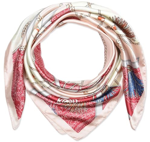 corciova 35 x 35 grande sciarpa quadrata per capelli per le donne seta come ricci fascia cravatta dormire di notte moda bandana foulard, 497 Rose Madder Misty Rose Belt Spike, 1 Pezzo