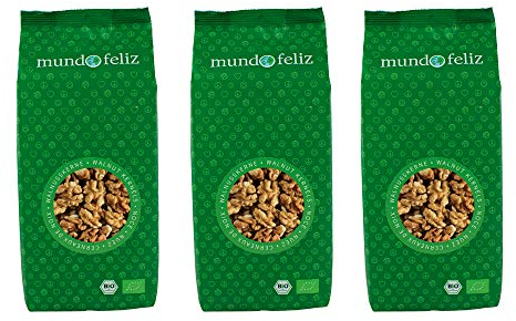 Mundo Feliz Walnushälften aus Bio-Anbau, 3 x 300 g