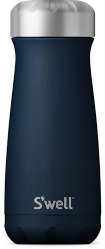 S'well Azurite 470ml Traveler Drink Bottle, 16oz Stainless Steel, Keeps Cold for 24 Hours, Hot for 12, BPA-Free, Screw Cap