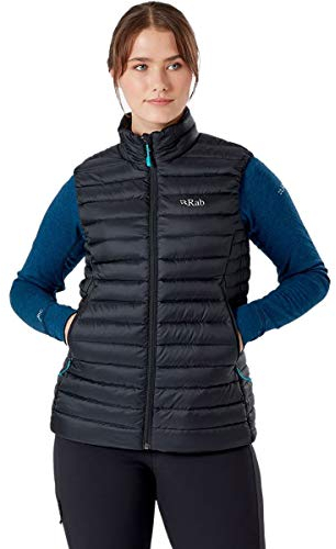 Rab Women's Microlight Down Vest - Insulated Lightweight Gilet for Hiking, Trekking, & Skiing - Black/Black - Large
