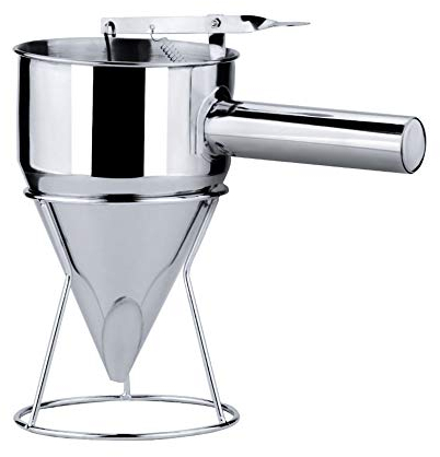 HaavPoois Embudo de Pistón, Embudo de Masa Cónico de Acero Inoxidable con Estante Dispensador para Hornear Pasteles Herramientas de Cocina