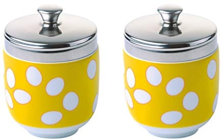 BIA International - Egg Coddler - Set Of 2 Porcelain Egg Coddlers - The Ideal Egg Steamer - Coddled Egg Cup For Your Breakfast - Yellow